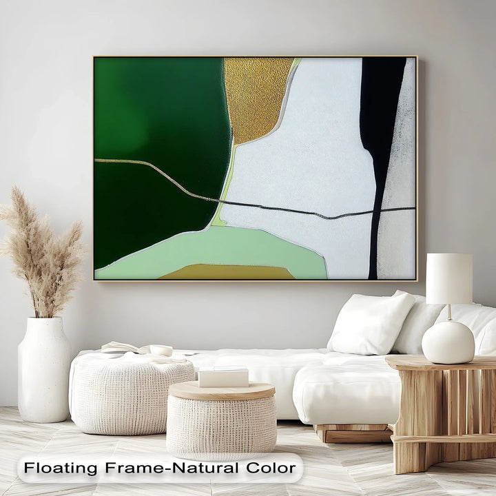 Modern Earth Divide – Green and Gold Abstract Landscape Canvas Print - MyPhotoStation