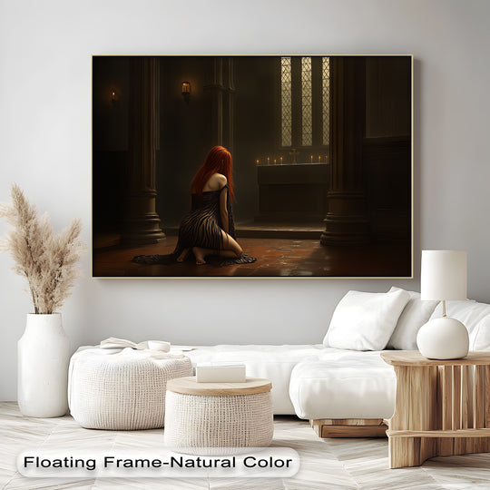 Showcasing the detailed weave of big canvas prints in a gothic erotic canvas art piece, adding depth to the bedroom wall art.