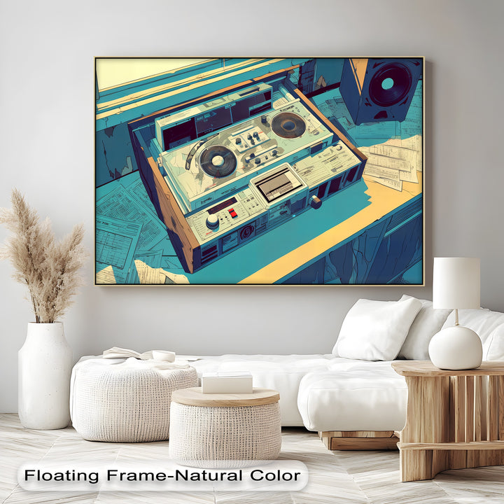 Backspin Station – Vintage DJ Console with Retro Tape Deck Canvas Print