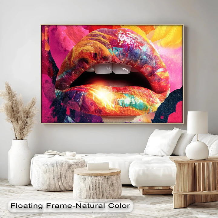 Color Pop Seduction – Abstract Lips in Vivid Pop Art Canvas Print - MyPhotoStation