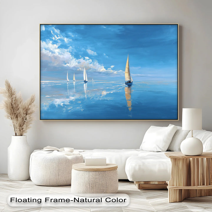 Tranquil Sailboats at Sea – Blue Ocean Canvas Print - MyPhotoStation