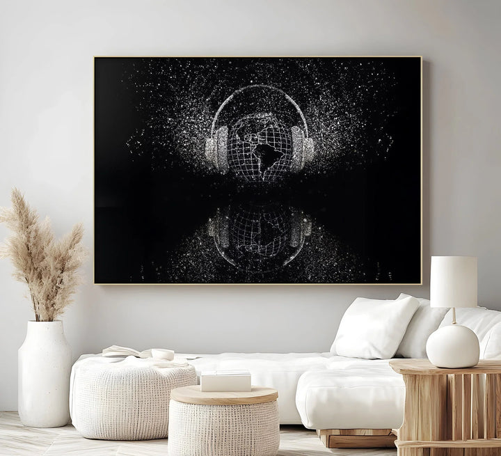 Global Soundscape – Digital Headphones World Map Canvas Print - MyPhotoStation