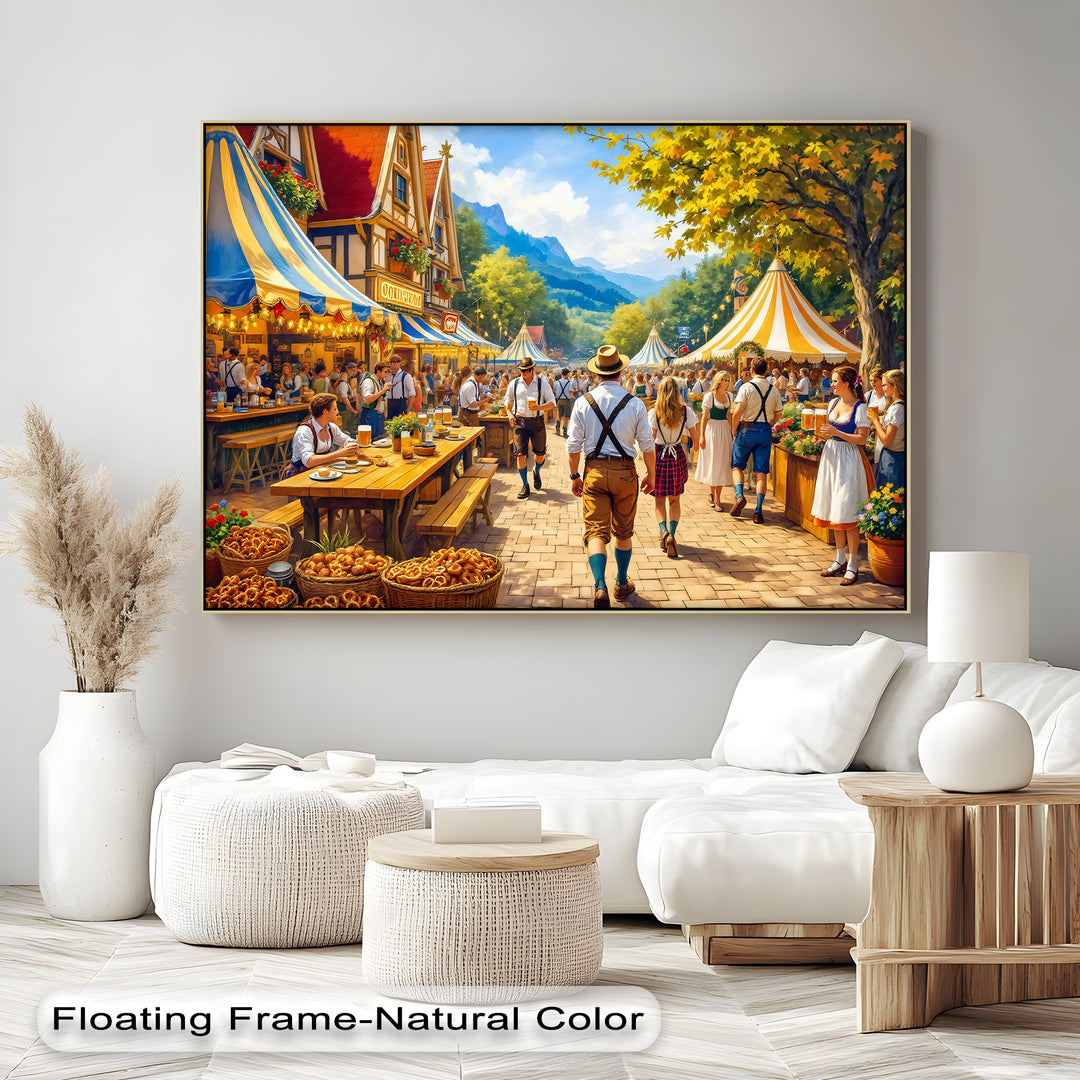 Bavarian Oktoberfest Street Scene – Beer Festival Canvas Wall Art | Canvas Art