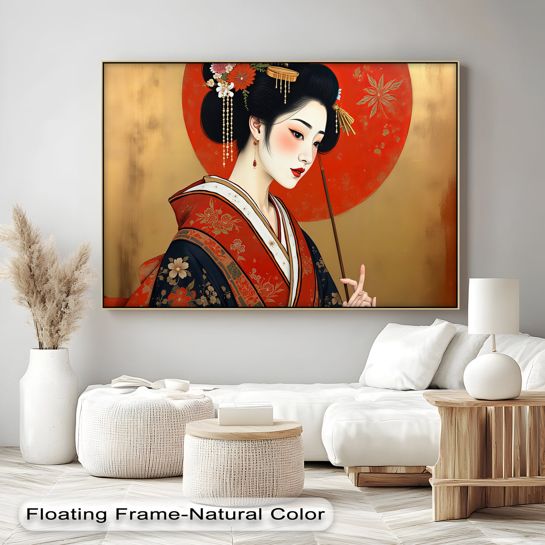 Traditional Japanese Geisha Portrait - Canvas Wall Art | Framed Artwork