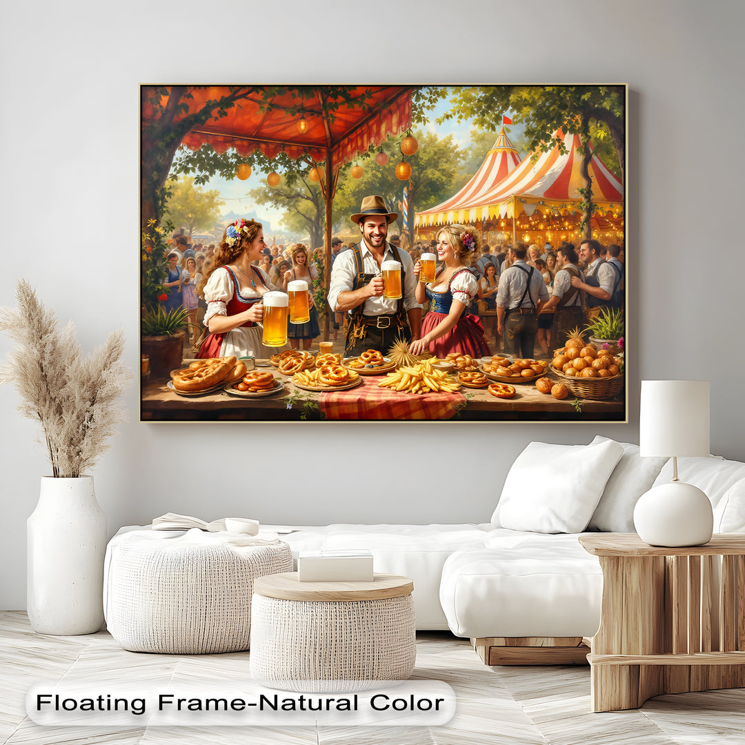 Bavarian Oktoberfest Beer Garden – German Festival Canvas Wall Art | Canvas Art