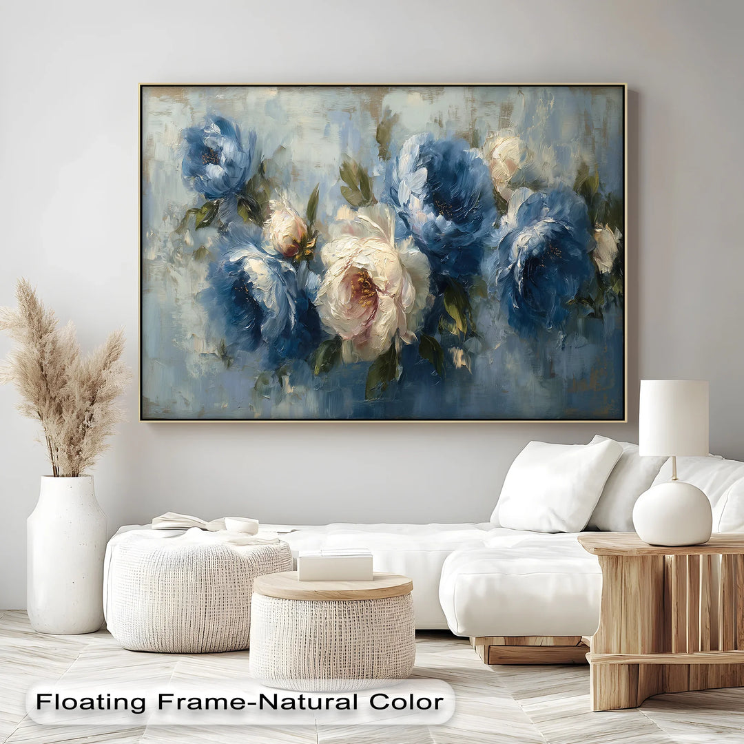 Romantic Blue Peonies – Vintage Floral Canvas Print - MyPhotoStation