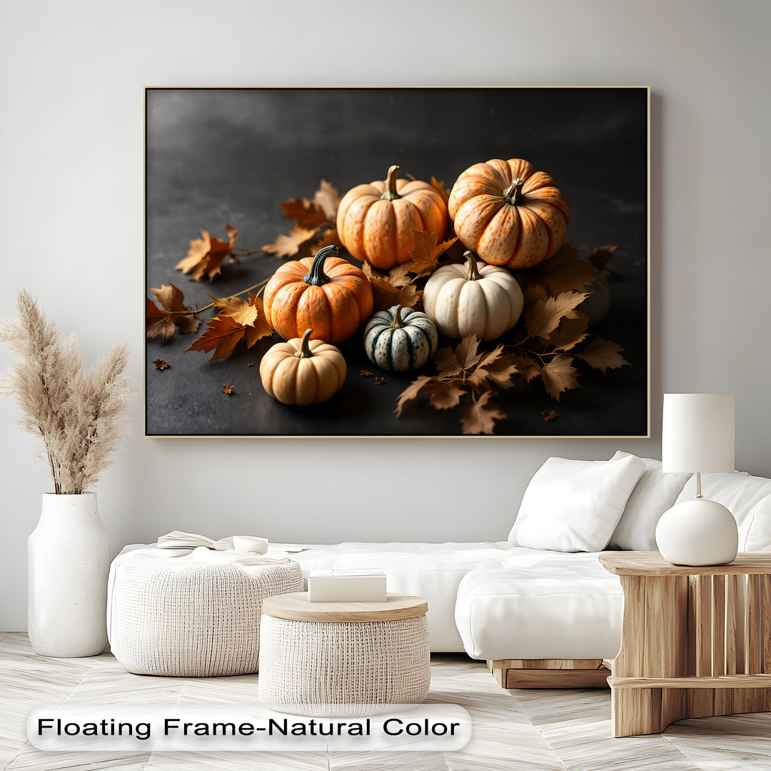Rustic Charm – Autumn Pumpkins Canvas Wall Art | Framed Artwork