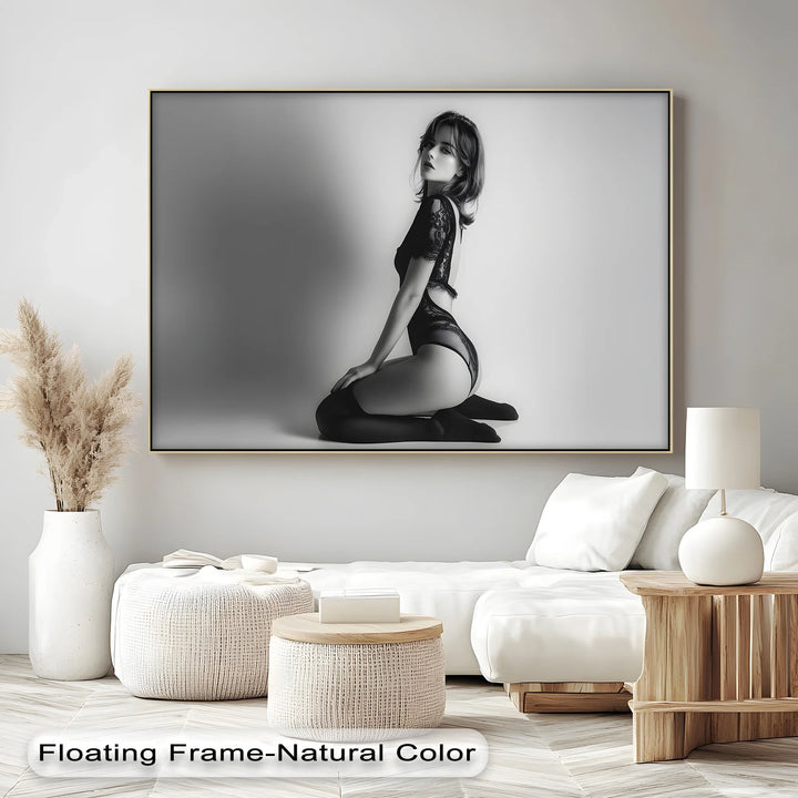 Monochrome Allure – Black Lace Sensuality in Fine Art Canvas Print - MyPhotoStation
