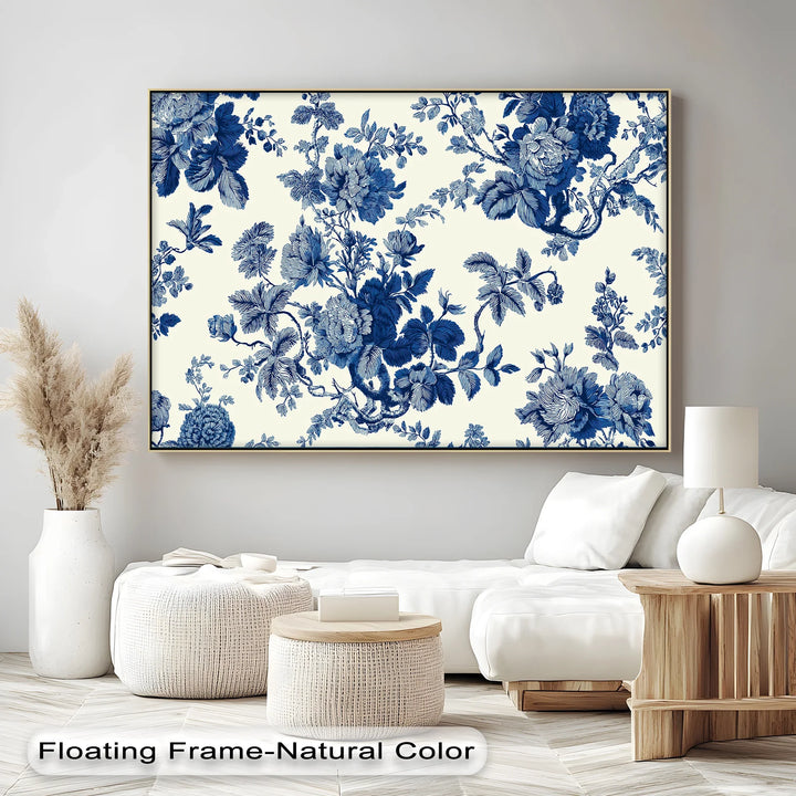Vintage Indigo Blooms – Blue Floral Pattern Canvas Print - MyPhotoStation