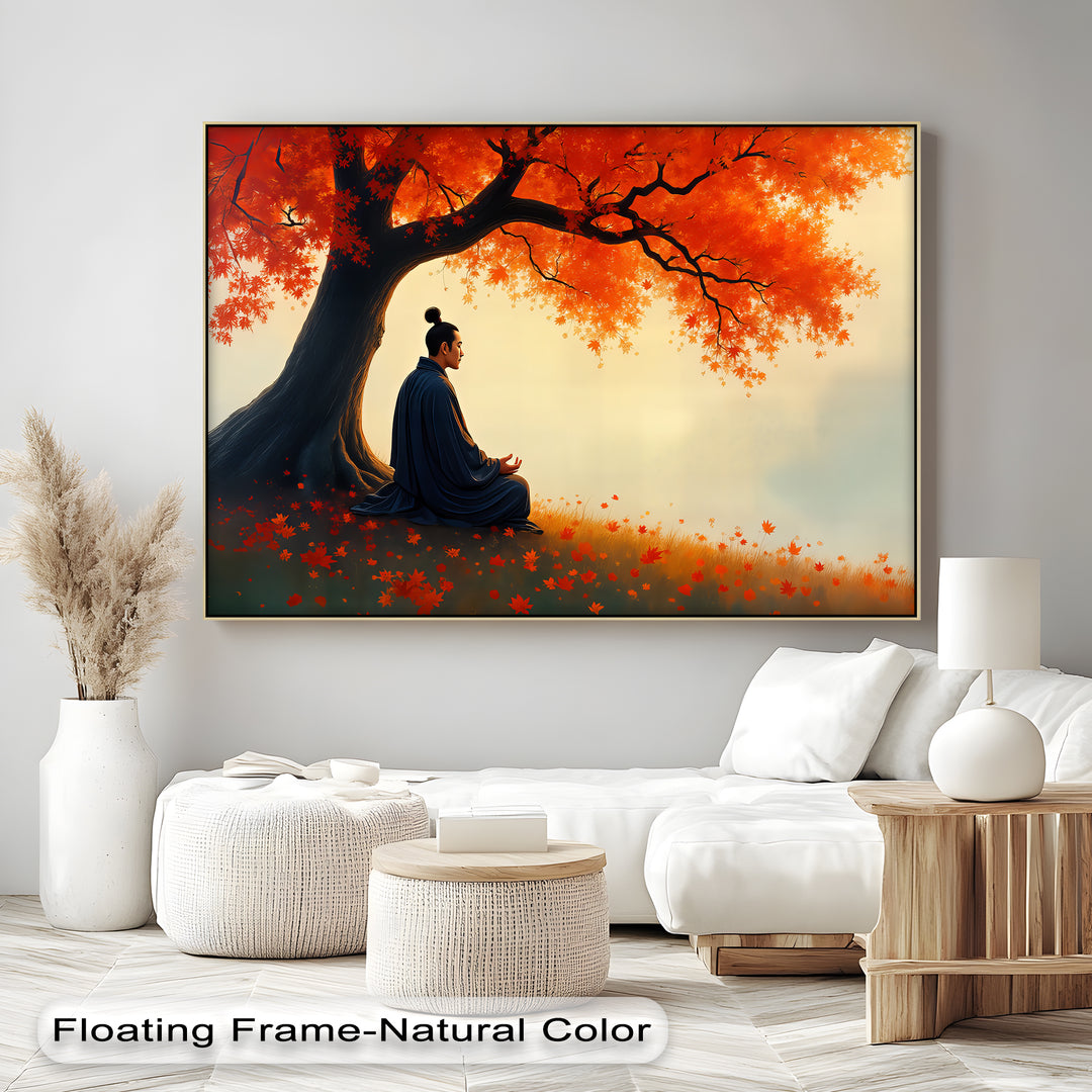 Samurai Meditation Under Maple Tree - Canvas Wall Art | Canvas Prints