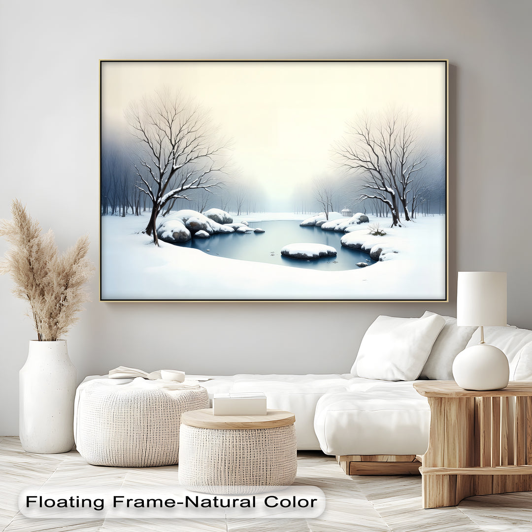 Silent Winter Lake – Snowy Landscape Canvas Wall Art | Large Canvas