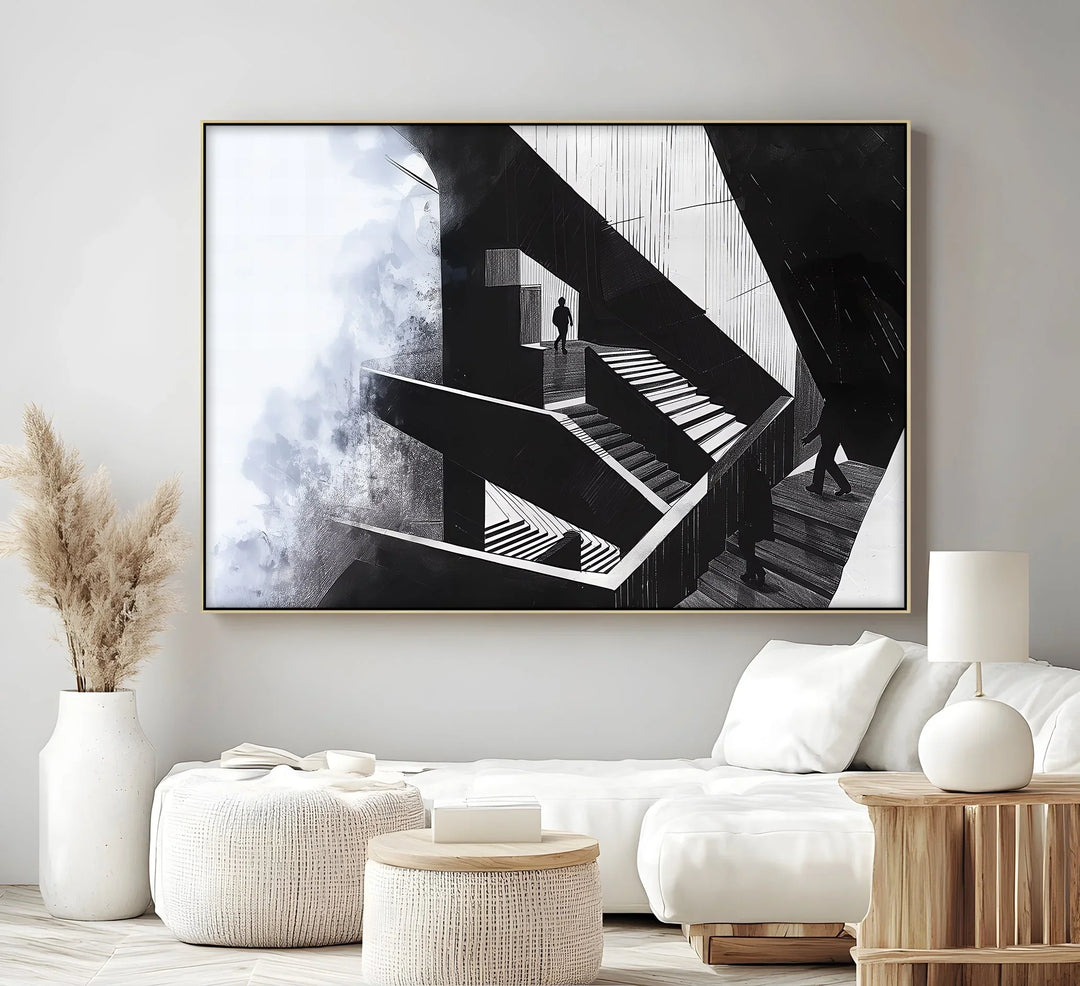 Labyrinth of Silence – Abstract Staircase Canvas Wall Art - MyPhotoStation