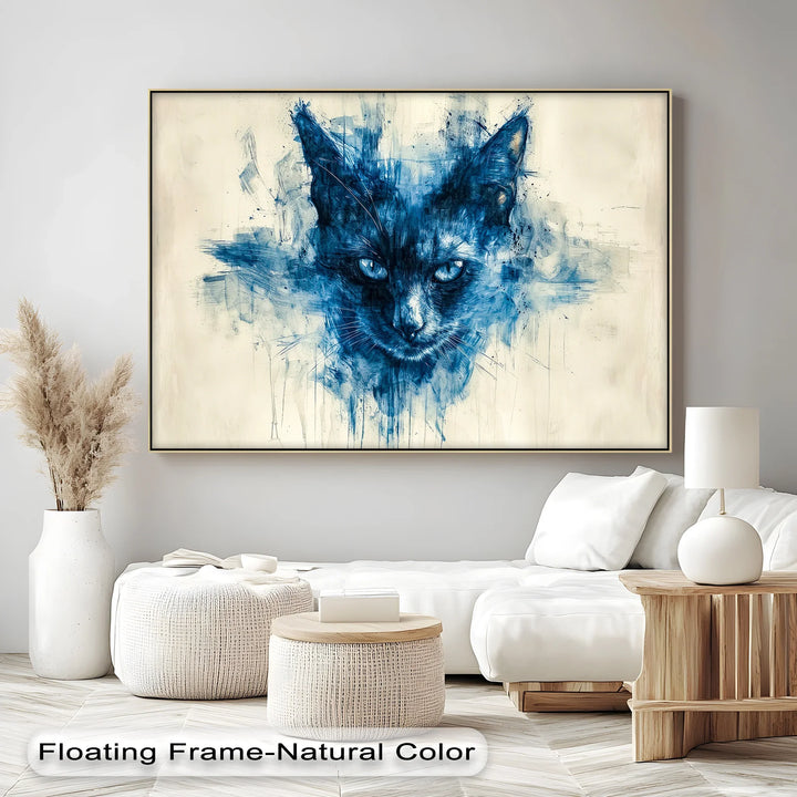 Mystic Blue Cat – Abstract Watercolor Canvas Print - MyPhotoStation