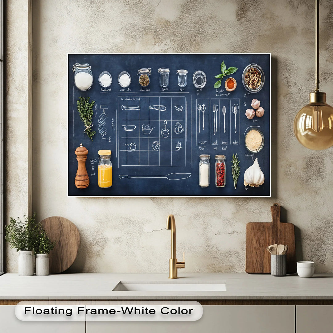Kitchen Tools & Herbs Chalkboard - Kitchen Canvas Prints - MyPhotoStation