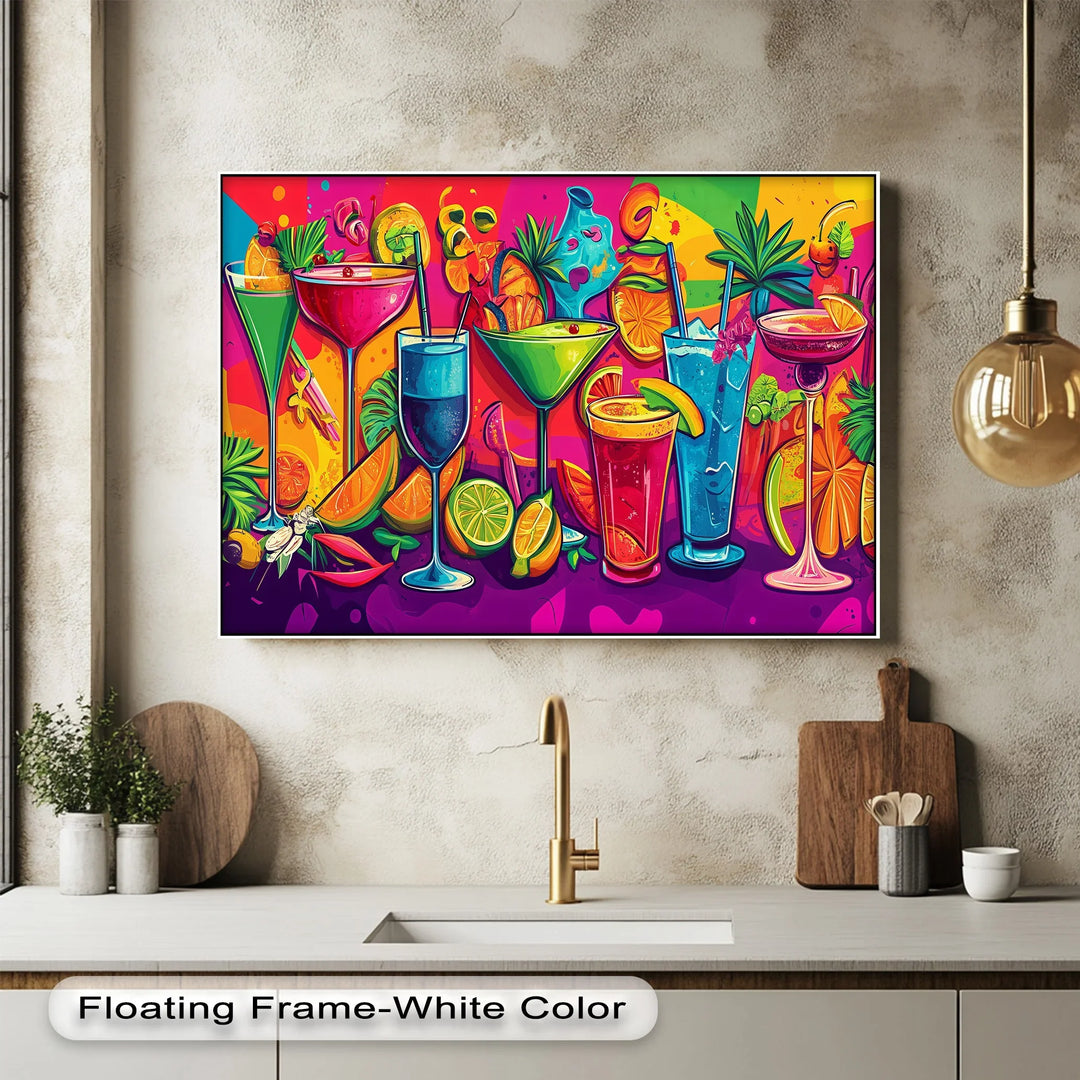 Tropical Cocktail Party – Vibrant Bar Kitchen Canvas Print - MyPhotoStation