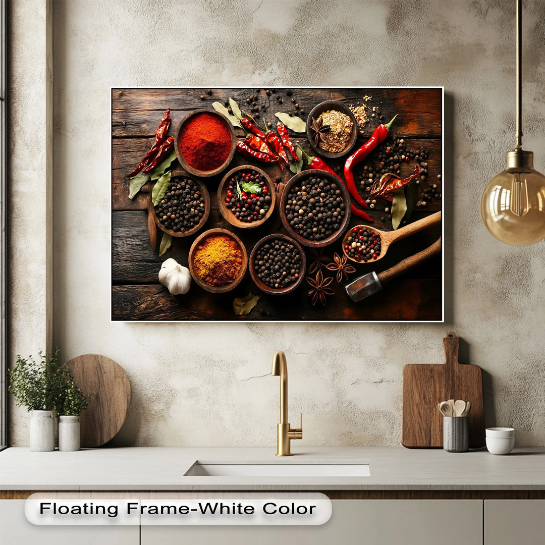 Spice Harmony – Rustic Spice Bowl Arrangement Kitchen Canvas Prints - MyPhotoStation