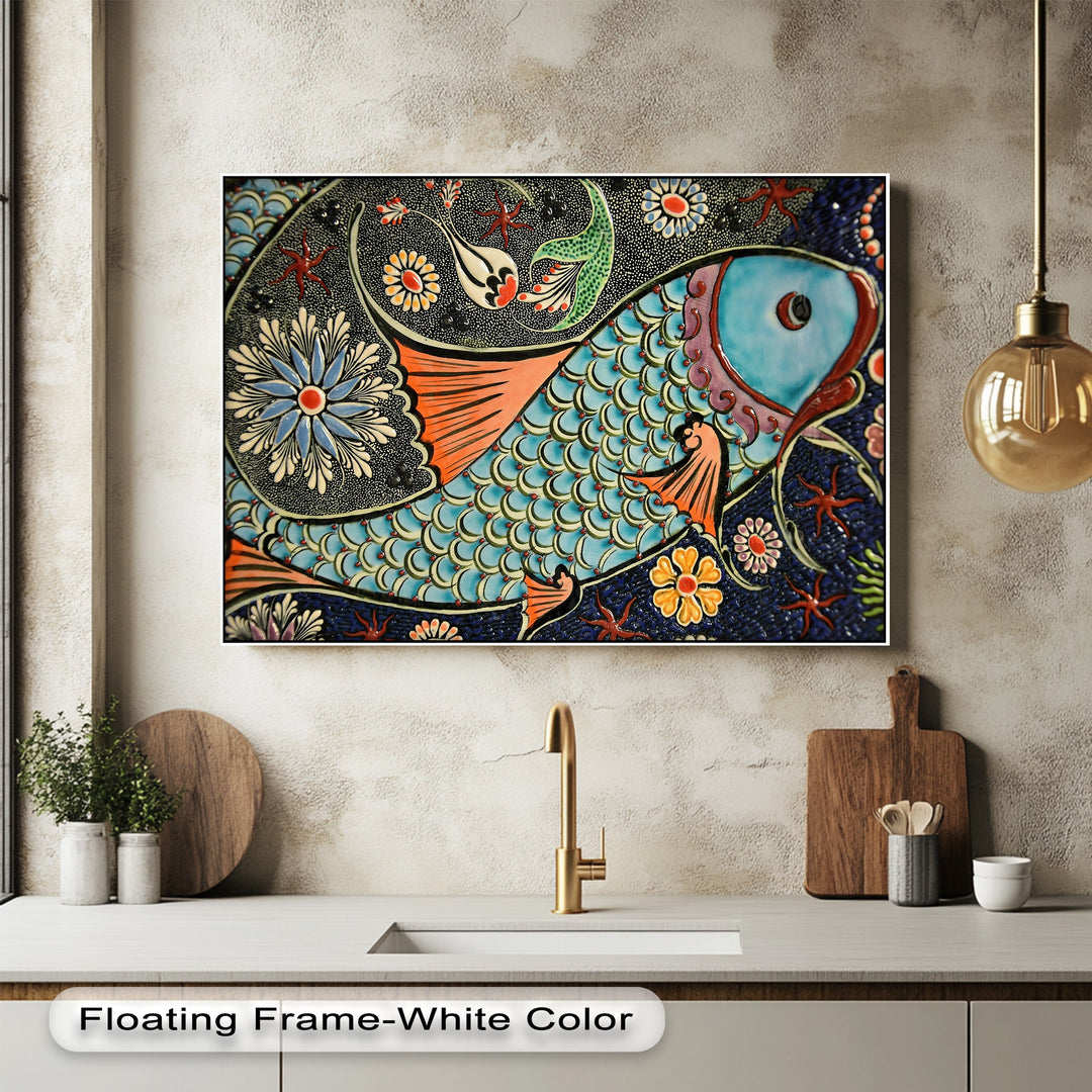 Decorative Fish Canvas Print – Colorful Ocean Mosaic Wall Art