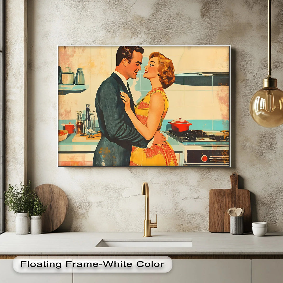 Retro Couple in the Kitchen – Romantic Vintage-Style Kitchen Canvas Prints - MyPhotoStation