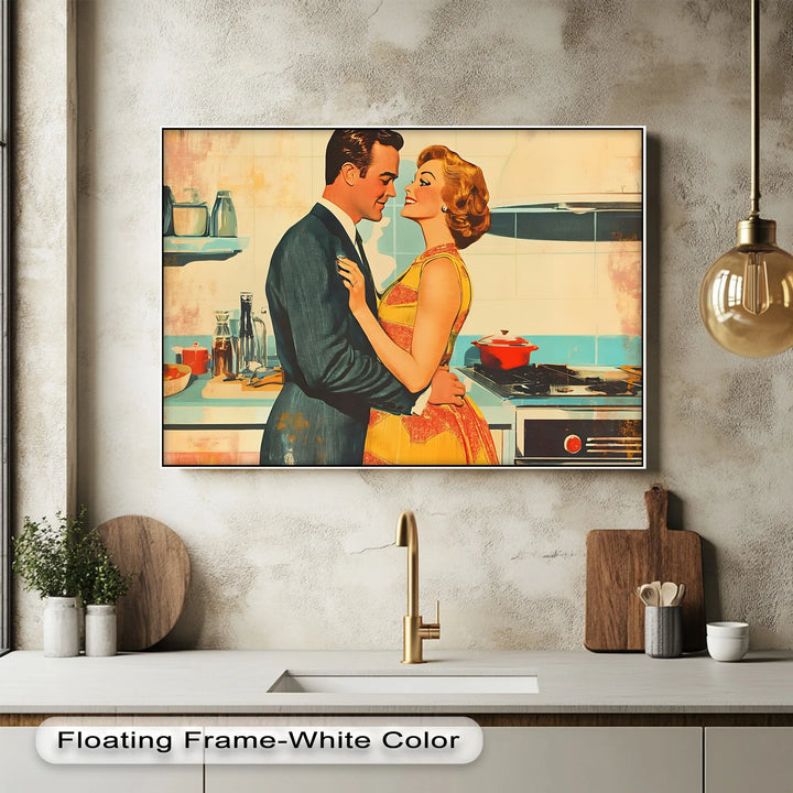 Retro Couple in the Kitchen – Romantic Vintage-Style Kitchen Canvas Prints - MyPhotoStation