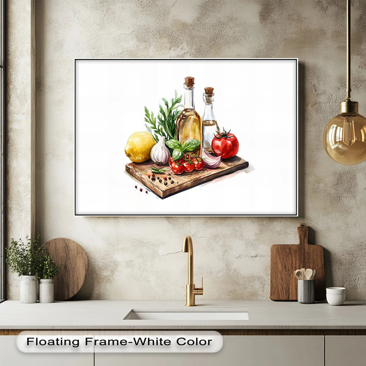 Fresh Mediterranean Ingredients – Rustic Kitchen Canvas Print - MyPhotoStation