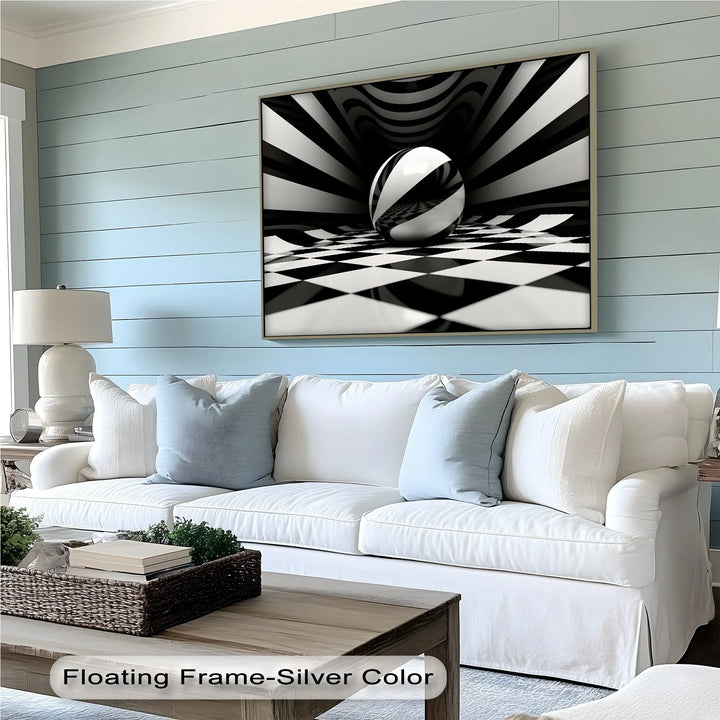 Geometric Sphere Illusion – Black & White Canvas Print - MyPhotoStation