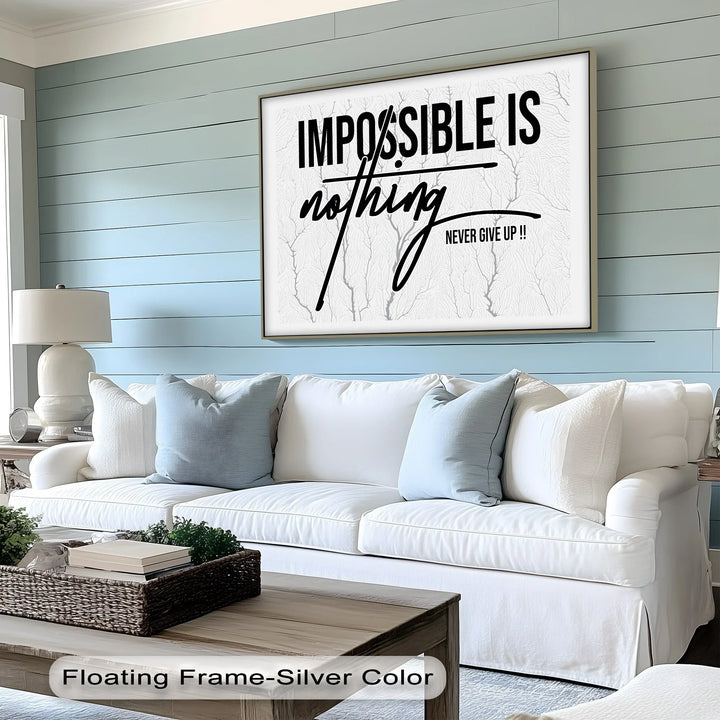 Impossible is Nothing – Black and White Motivational Canvas Print