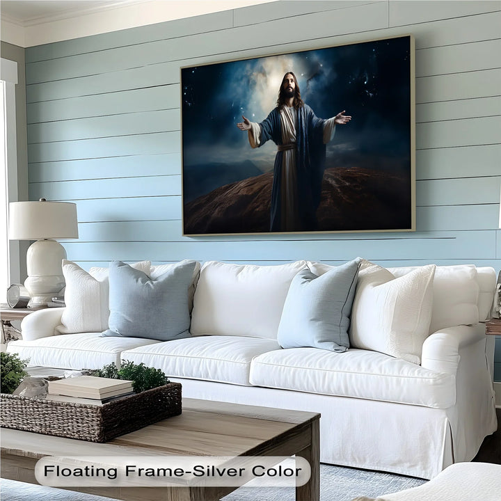 Heavenly Light – Jesus Under the Night Sky Canvas Print - MyPhotoStation