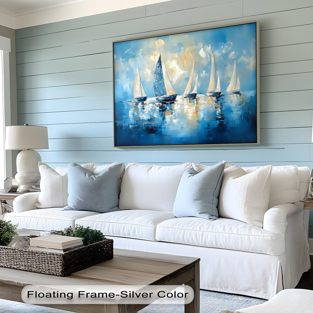 Sailing into Light – Abstract Ocean Regatta Canvas Print