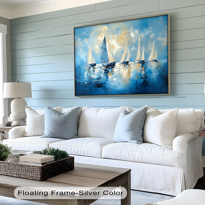Sailing into Light – Abstract Ocean Regatta Canvas Print
