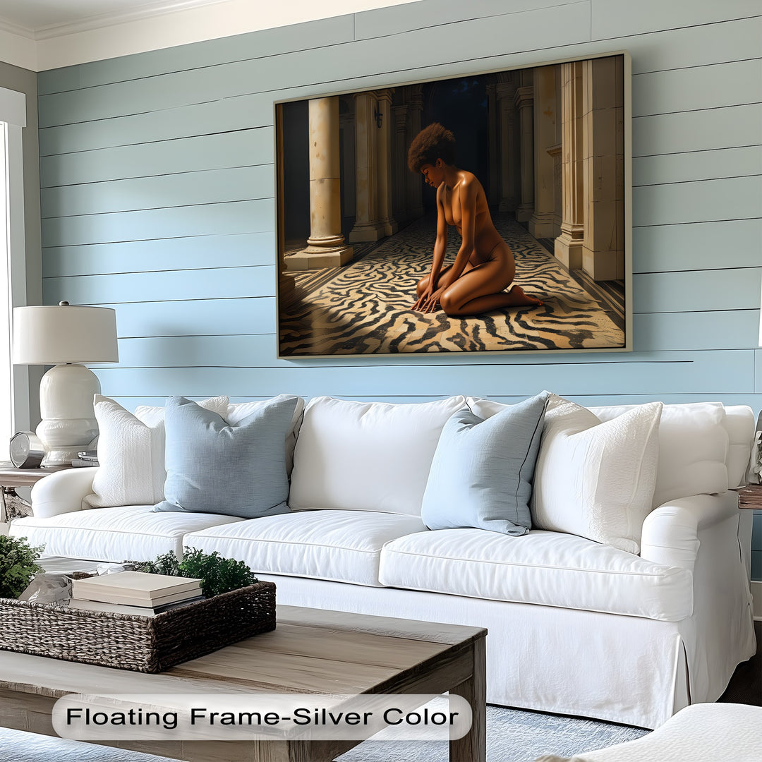 Midnight Devotion – Dark Erotic Canvas Wall Art | Nude African Woman