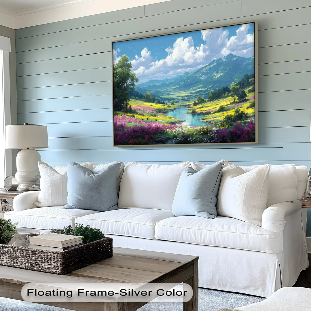 Blossoming Valley – Serene Wildflower Landscape Canvas Print - MyPhotoStation