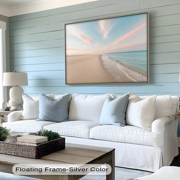 Serene Pastel Shoreline - Landscape Canvas Print