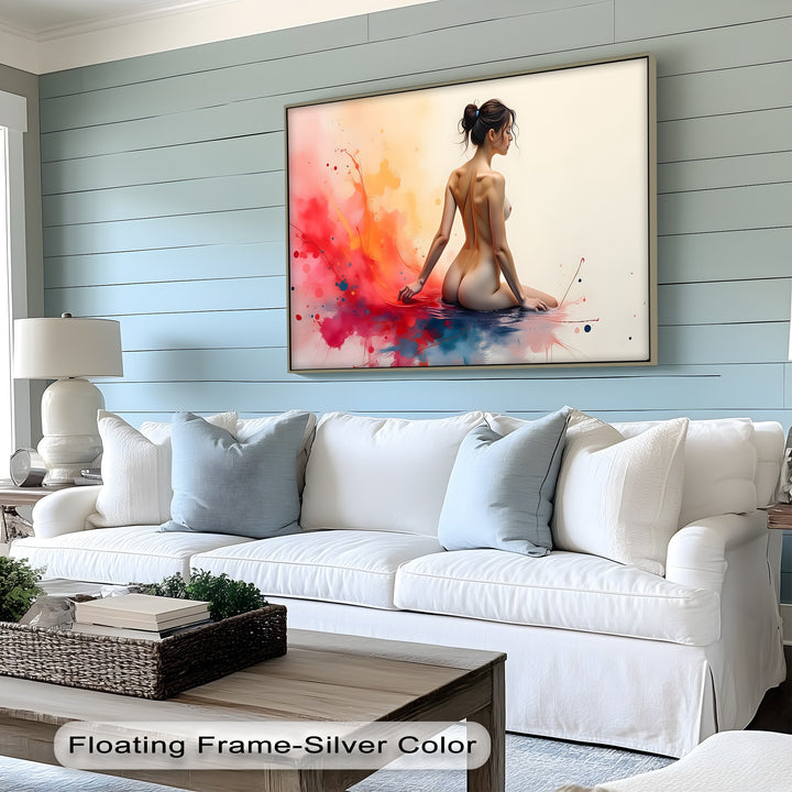 Serene Bloom – Nude Abstract Splash Canvas Wall Art | Sexy Art