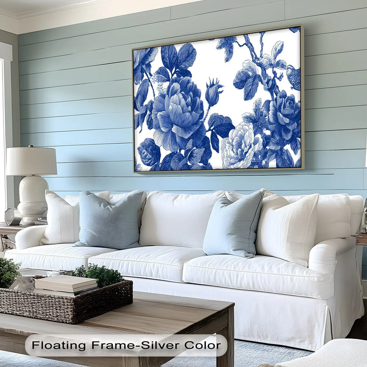 Botanical Blue Rose Garden – Vintage Floral Canvas Print - MyPhotoStation