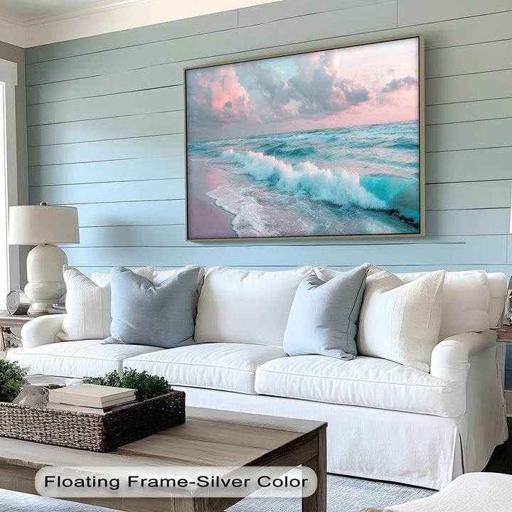 Cotton Candy Sky Over Ocean Waves – Tranquil Seaside Canvas Print - MyPhotoStation