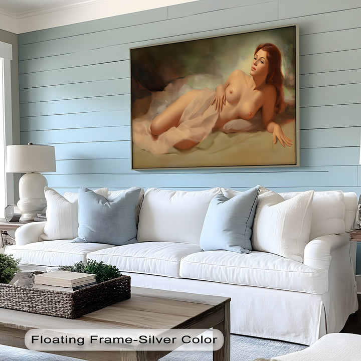 Golden Serenity – Reclining Nude Woman Canvas Wall Art | Big Canvas