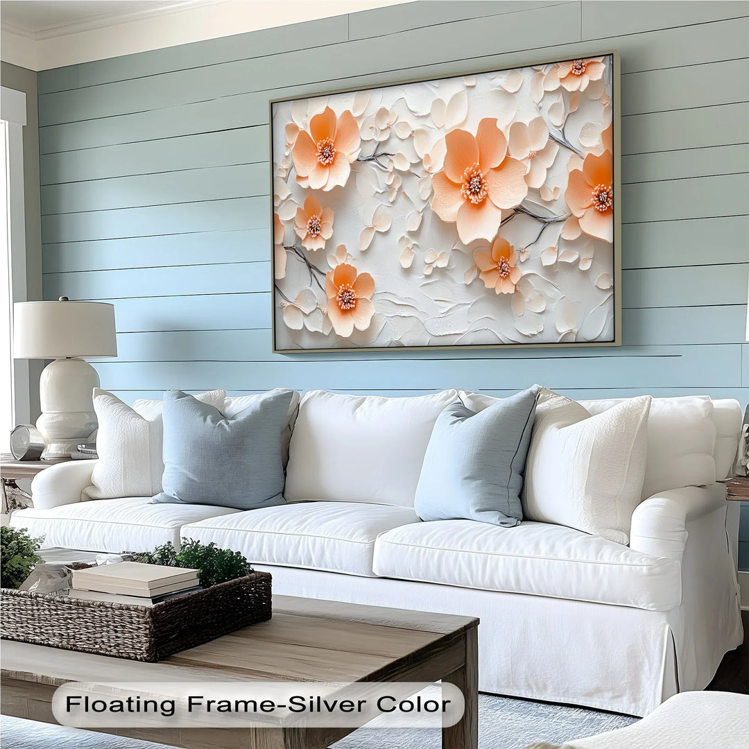 Petals in Porcelain – Delicate Peach Blossom Canvas Wall Art - MyPhotoStation