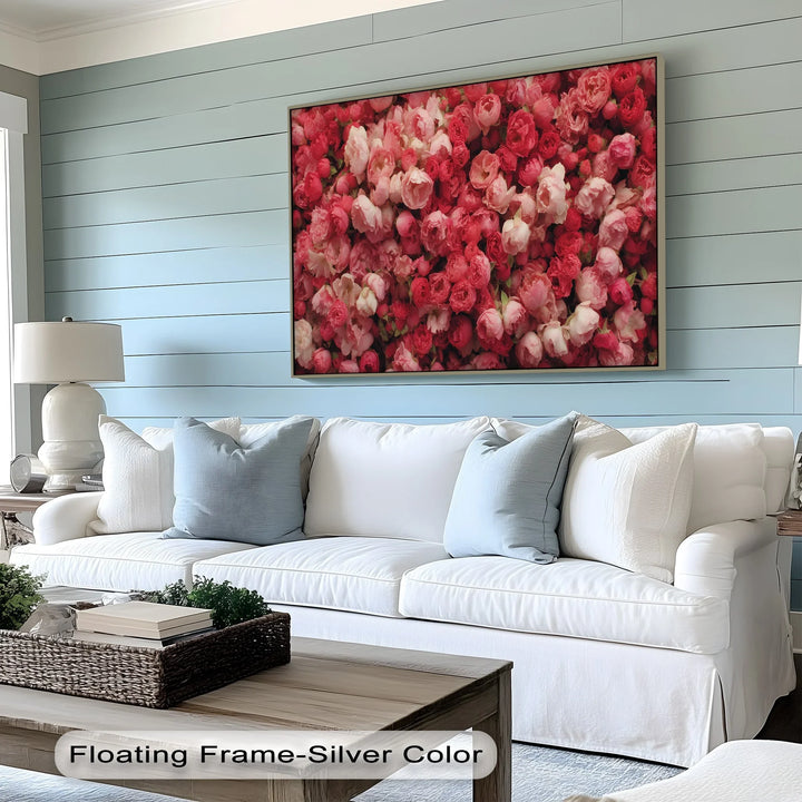 Romantic Peony Garden – Blush and Crimson Floral Canvas Print - MyPhotoStation