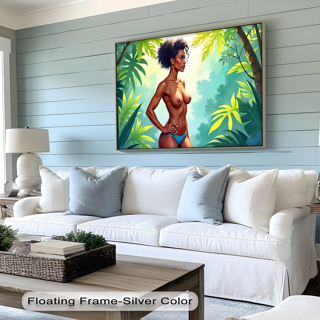 Confident Jungle Woman – Erotic Canvas Wall Art | Oversized Wall Art