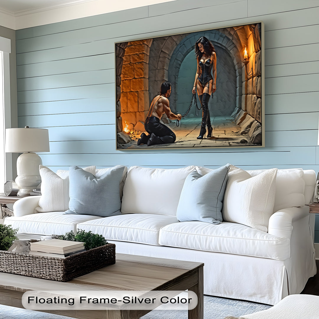 Kneel for Her – BDSM Erotic Canvas Wall Art | Nude Artwork