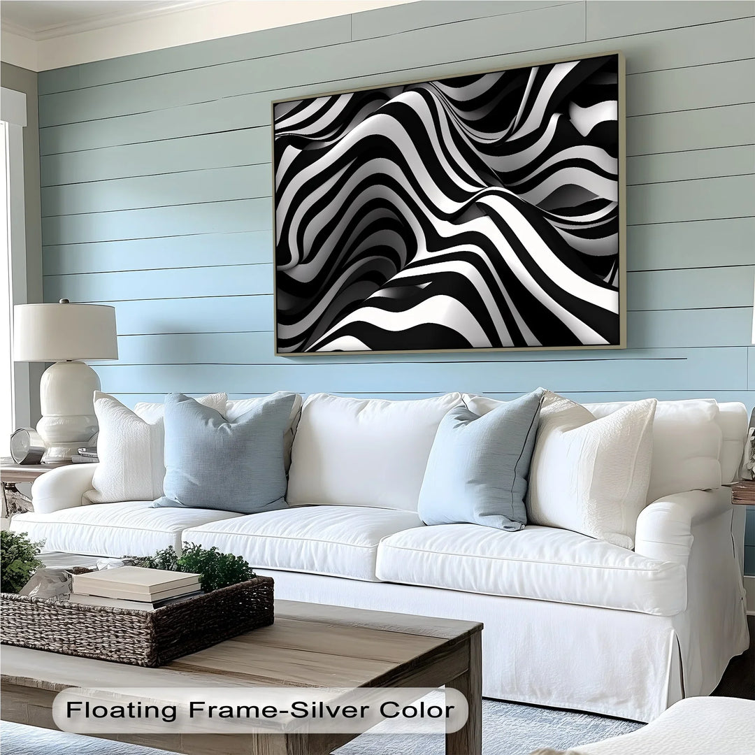 Liquid Rhythm – Abstract Flow Black & White Canvas Print - MyPhotoStation