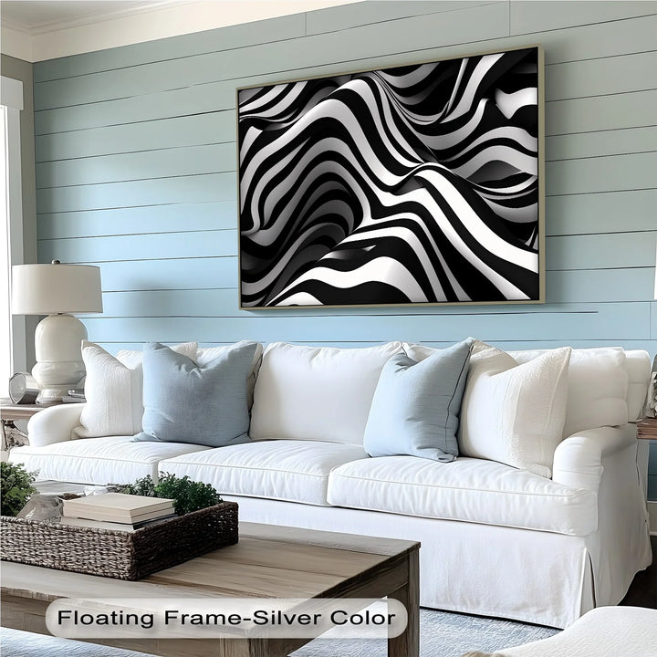 Liquid Rhythm – Abstract Flow Black & White Canvas Print - MyPhotoStation
