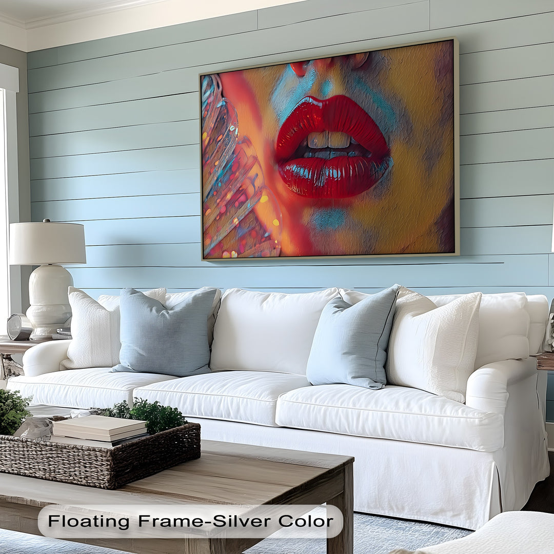 Crimson Heat – Erotic Red Lips Canvas Wall Art | Large Wall Art