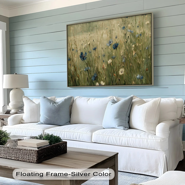 Whispers of Blue – Wildflower Meadow Scene Canvas Print - MyPhotoStation