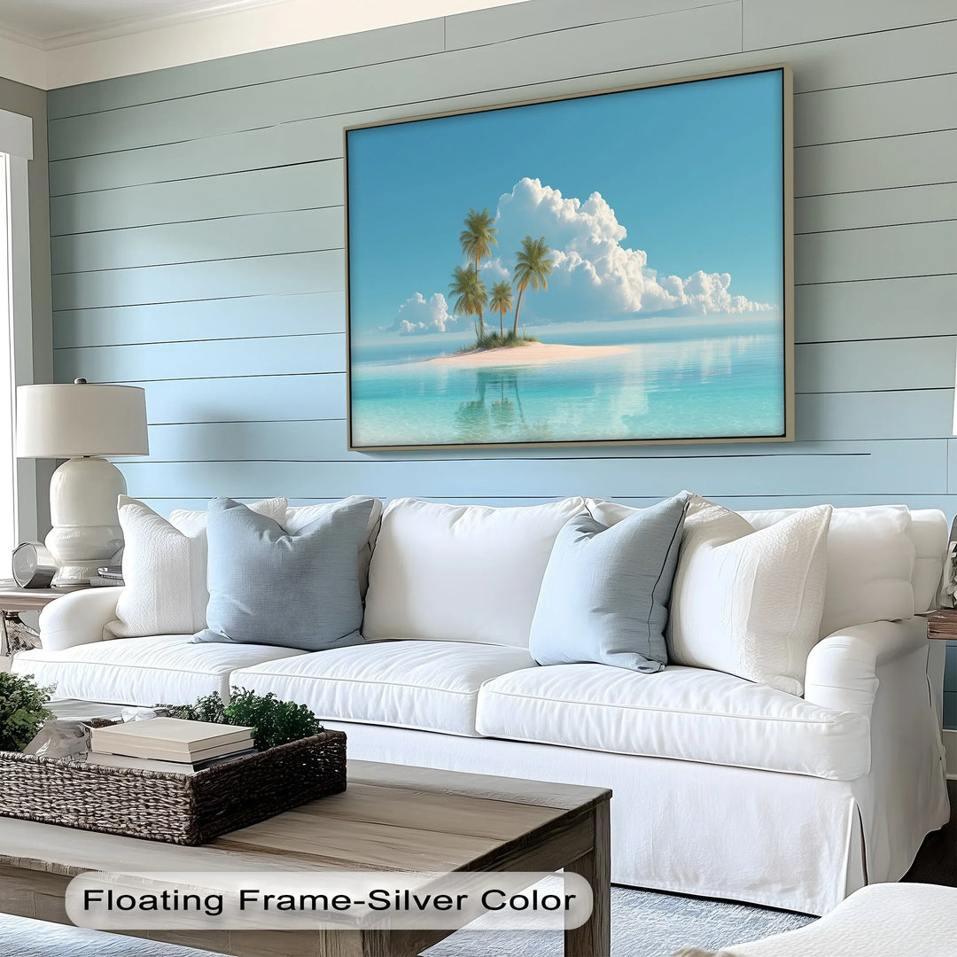 Tropical Island Paradise – Minimalist Palm Beach Canvas Print - MyPhotoStation
