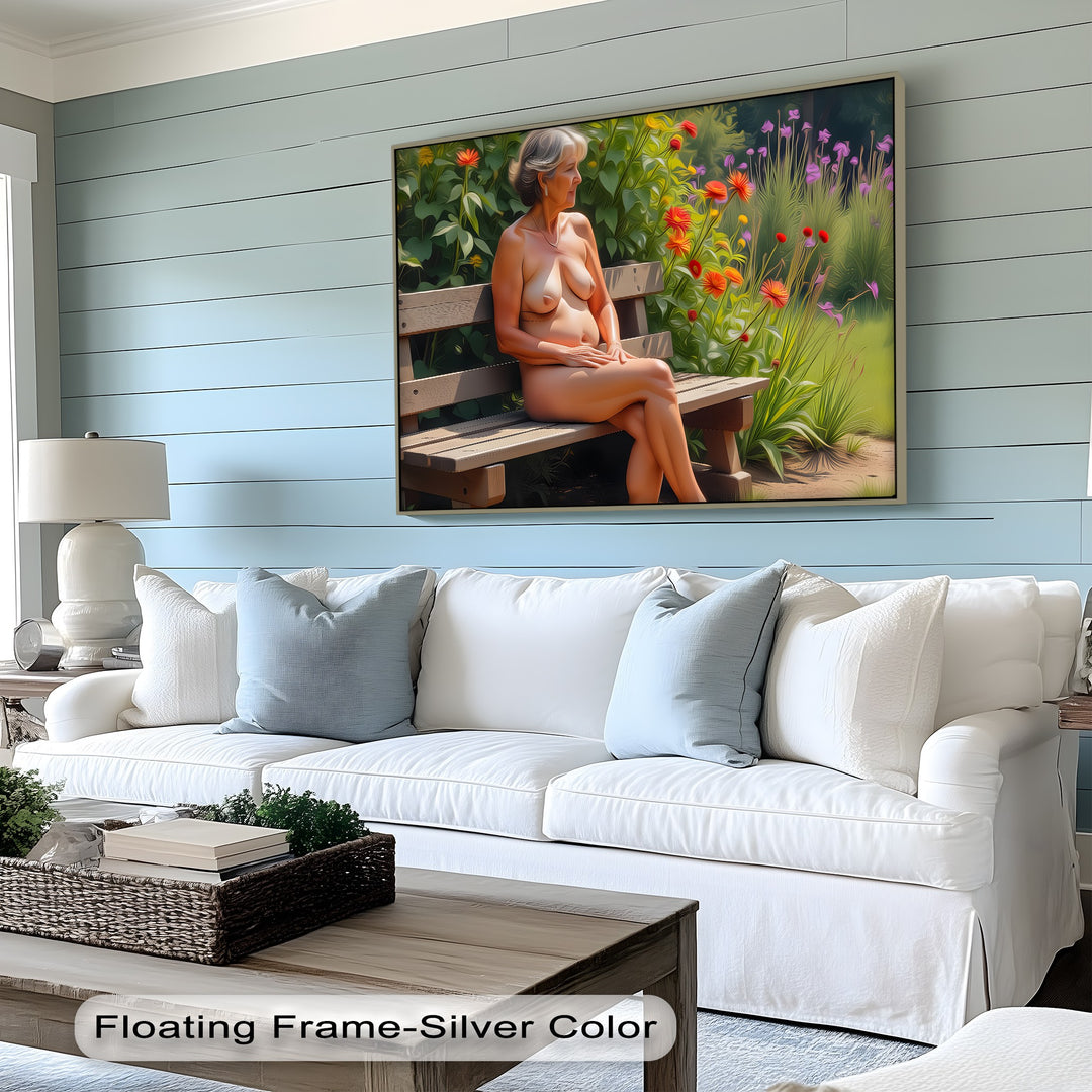 Garden Serenity – Mature Nude Canvas Wall Art | Canvas Prints