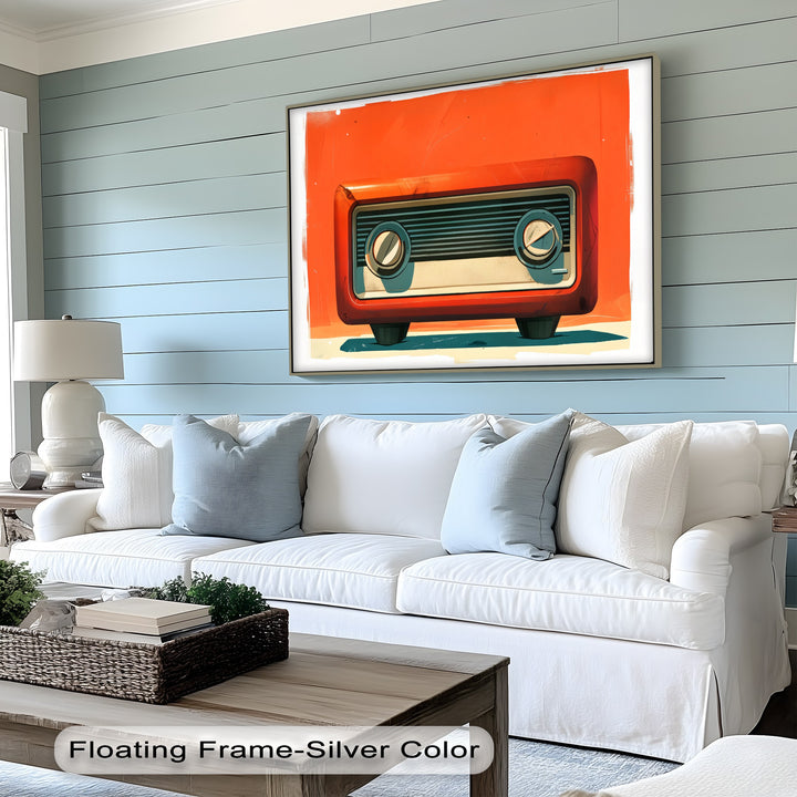 Atomic Sunset – Minimalist Orange Retro Radio Canvas Print