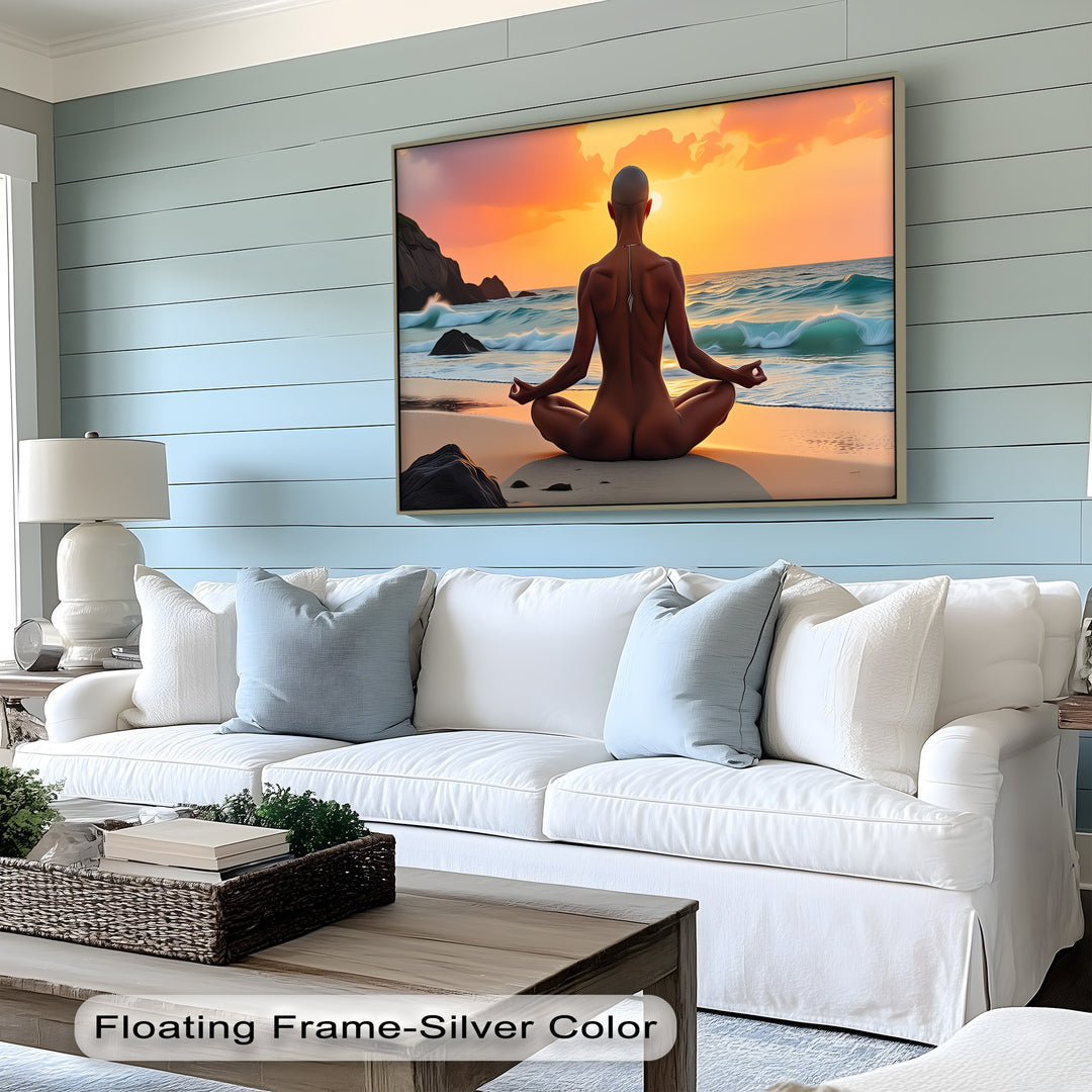 Sunset Zen – Nude Meditation Canvas Wall Art | Framed Artwork