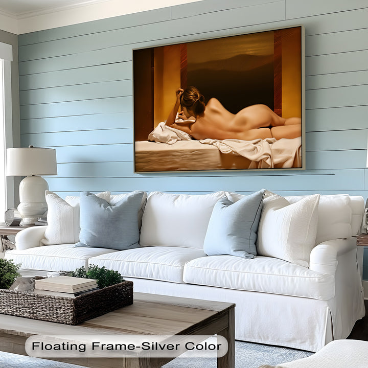 Sunset Reverie – Horizontal Framed Nude Canvas Wall Art | Sexy Art