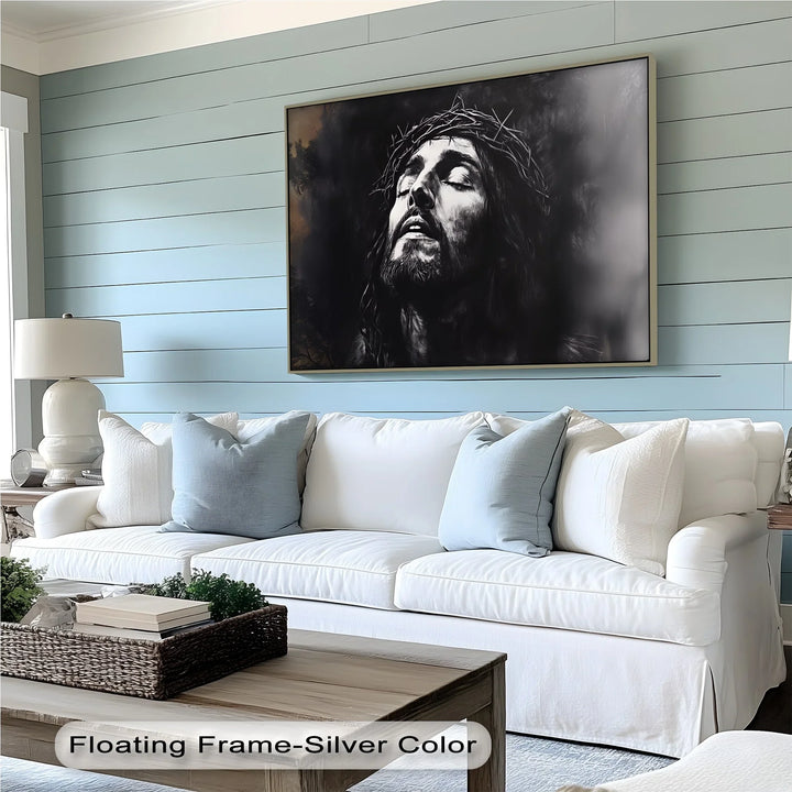 Crown of Suffering – Jesus in Agony Black and White Canvas Print - MyPhotoStation